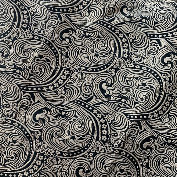 Ann Taylor black and white paisley swirl print skirt with subtle metallic thread - Picture 2 of 5